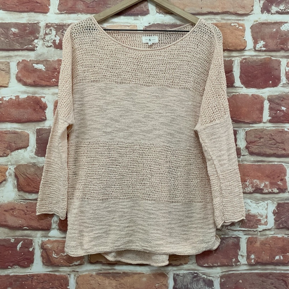 Lou & Grey Sweater Womens Large Pale Pink Lightweight Casual Slubbed Knit